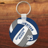 Porte-clés blue gray personalized boys' volleyball (Verso)