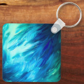Porte-clés Blue Green Feather Abstract (Verso)