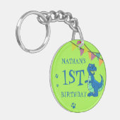 Porte-clés Blue Green Paw Dinosaur Thème Anniversaire Fête Fa (Devant gauche)