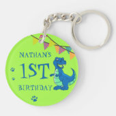 Porte-clés Blue Green Paw Dinosaur Thème Anniversaire Fête Fa (Dos)