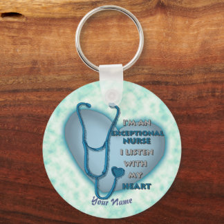 Porte-clés Blue Heart Infirmière exceptionnelle nom personnal