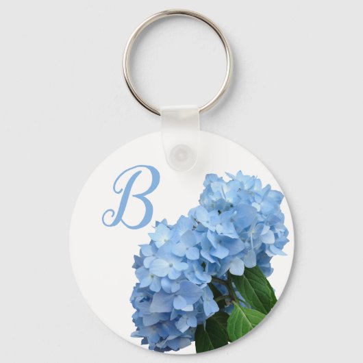 Porte-clés Blue Heaven Hydrangea Monogram Initial Keychain (Recto)