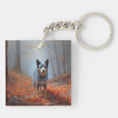 Porte-clés Blue Heeler dans les feuilles d'automne automne au (Dos)