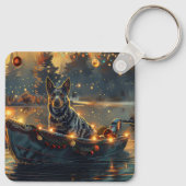Porte-clés Blue Heeler Noël Festive Voyage (Dos)