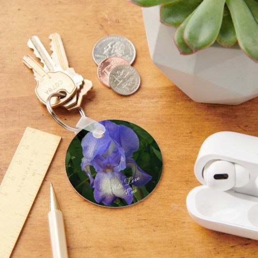 Porte-clés Blue Iris Flower Macro Art: Acrylic Keychain (Bureau)
