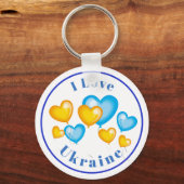 Porte-clés Blue Jaune Coeurs I Love Ukraine (Recto)