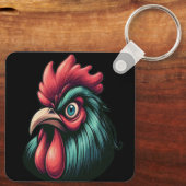 Porte-clés "Blue Mad Blue Rooster" Aluminum Keychain (Verso)