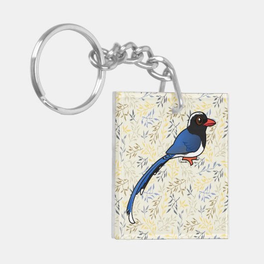 Porte-clés Blue-Magpie à bec rouge (Devant gauche)