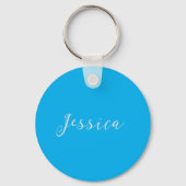 Porte-clés Blue Modern Elegant Plain Simple Professional Name (Recto)