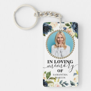 Porte-clés Blue Navy Floral Célébration de la vie Cadeau Port
