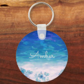 Porte-clés Blue Ocean Sea Beach Personnalisé (Recto)