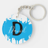 Porte-clés Blue Paint Splash Monogram Keychain Personalized (Dos)