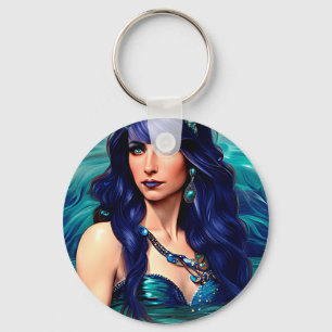 Porte-clés Blue Pisces Mermaid Queen Art Imaginaire original