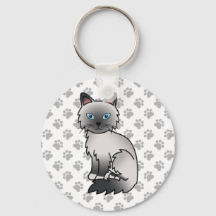 Porte-clés Blue Point Birman / Ragdoll Cute Cat & Paws