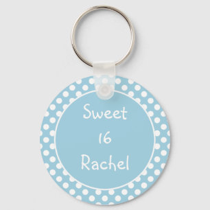 Porte-clés Blue Polka Dot Sweet 16 Keychain