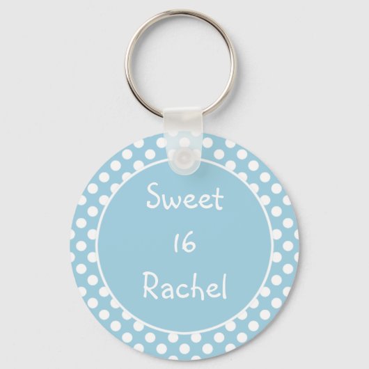 Porte-clés Blue Polka Dot Sweet 16 Keychain (Recto)
