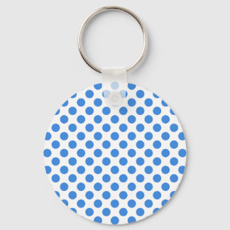 Porte-clés Blue Polka Dots avec Customizable Background