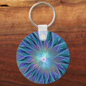 Porte-clés Blue Purple Flower Dream Abstrait Fractal Art (Recto)