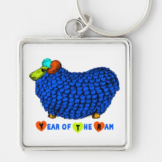 Porte-clés Blue Ram Chinese New Year Zodiac Keychain (Devant)