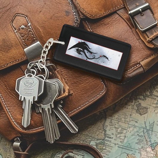 Porte-clés Blue Red Flowers Black Dragon code QR