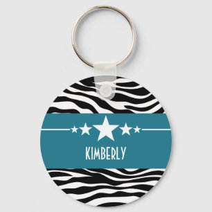 Porte-clés Blue Sassy Star Zebra Porte - clé