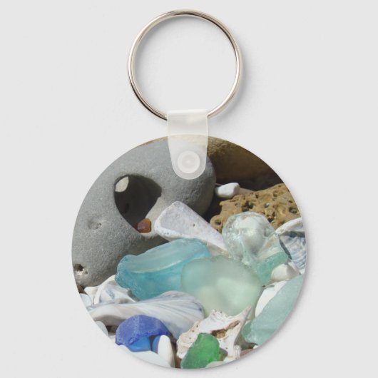 Porte-clés Blue Seaglass porte - clé personnalisé Beach Coast (Recto)