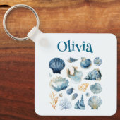 Porte-clés Blue Seashell Keychain | Custom Name (Recto)