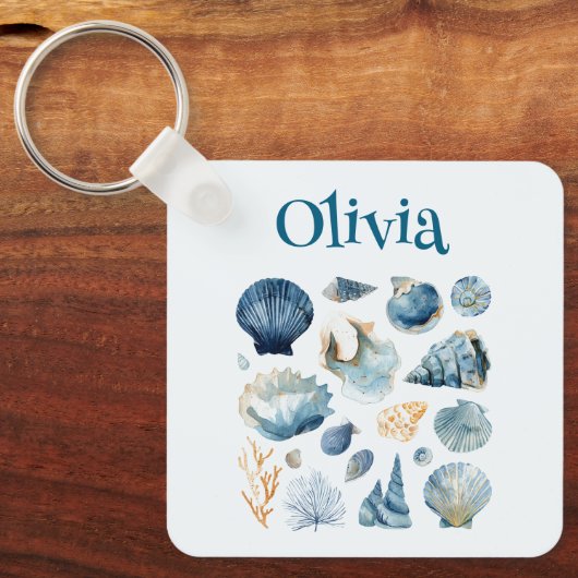 Porte-clés Blue Seashell Keychain | Custom Name (Recto)