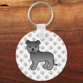 Porte-clés Blue Staffordshire Bull Terrier mignon Dessin Cari (Recto)