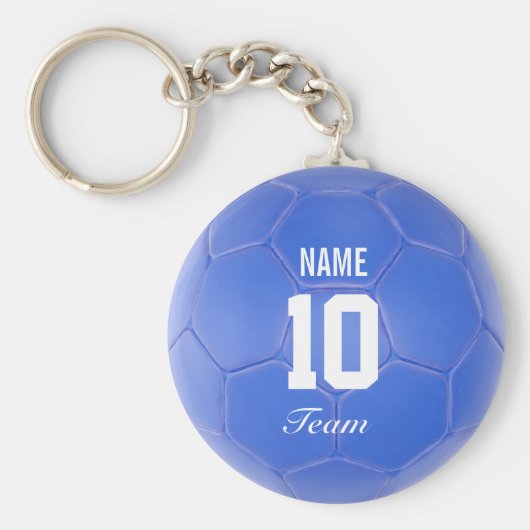 Porte-clés Blue Team Soccer Ball Nom personnalisé (Devant)
