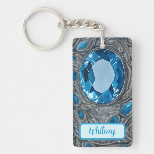 Porte-clés Blue Topaz et Silver Inspiré Porte - clé (10) (Devant)