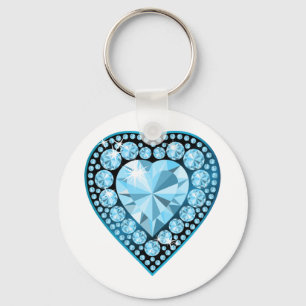 Porte-clés Blue Topaz Gem Heart