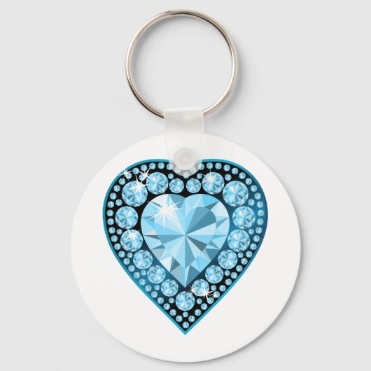 Porte-clés Blue Topaz Gem Heart (Recto)