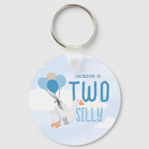 Porte-clés Blue Two Silly Goose 2e fête d'anniversaire