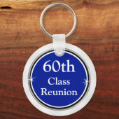 Porte-clés Blue White Customizable, 60th Class Reunion Gifts (Verso)