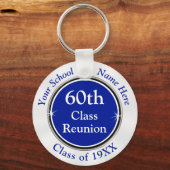 Porte-clés Blue White Customizable, 60th Class Reunion Gifts (Recto)