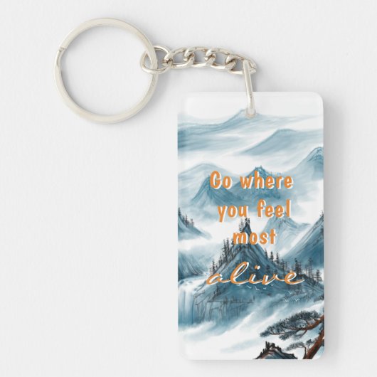 Porte-clés Blue White Mountains Nature Love Zen Quote (Devant)