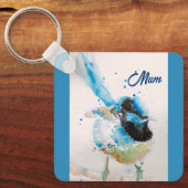 Porte-clés Blue Wren Wrens Aquarelle Bébé Bleu Australien (Recto)