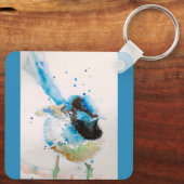 Porte-clés Blue Wren Wrens Aquarelle Bébé Bleu Australien (Verso)