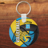 Porte-clés Blue, Yellow and Black Volleyball Design (Recto)