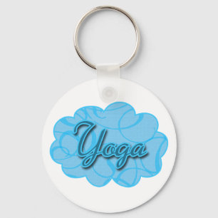 Porte-clés Blue Yoga Design fleuri