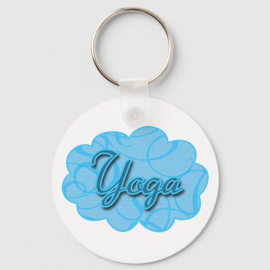 Porte-clés Blue Yoga Design fleuri (Recto)