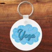 Porte-clés Blue Yoga Design fleuri (Recto)