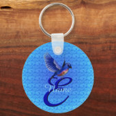 Porte-clés Bluebird Elegant Monogram Initiale E Personnalisée (Verso)
