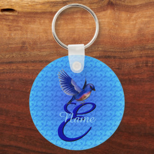 Porte-clés Bluebird Elegant Monogram Initiale E Personnalisée