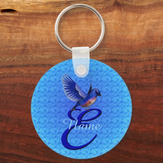 Porte-clés Bluebird Elegant Monogram Initiale E Personnalisée (Recto)