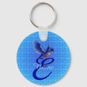Porte-clés Bluebird Elegant Monogram Initiale E Personnalisée (Verso)