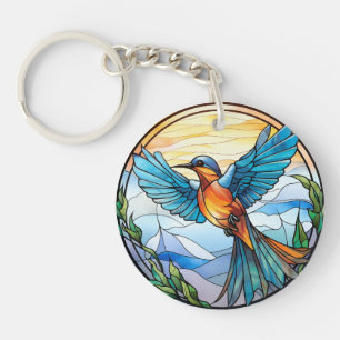 Porte-clés Bluebird en verre doux