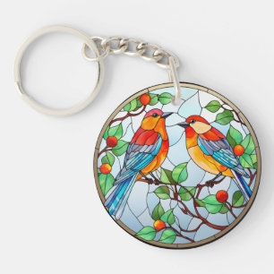 Porte-clés Bluebirds en verre doux