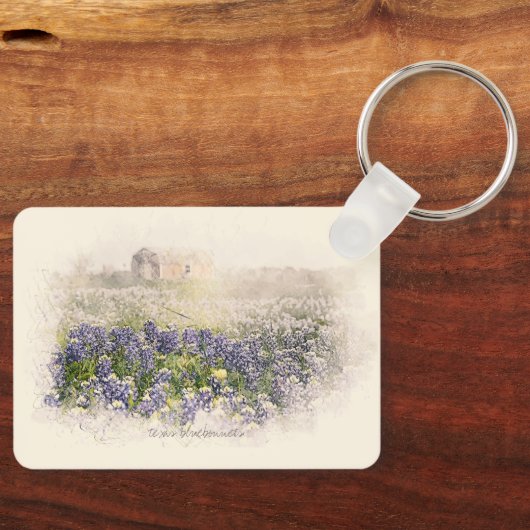 Porte-clés Bluebonnet Field Sketched Watercolor (Recto)